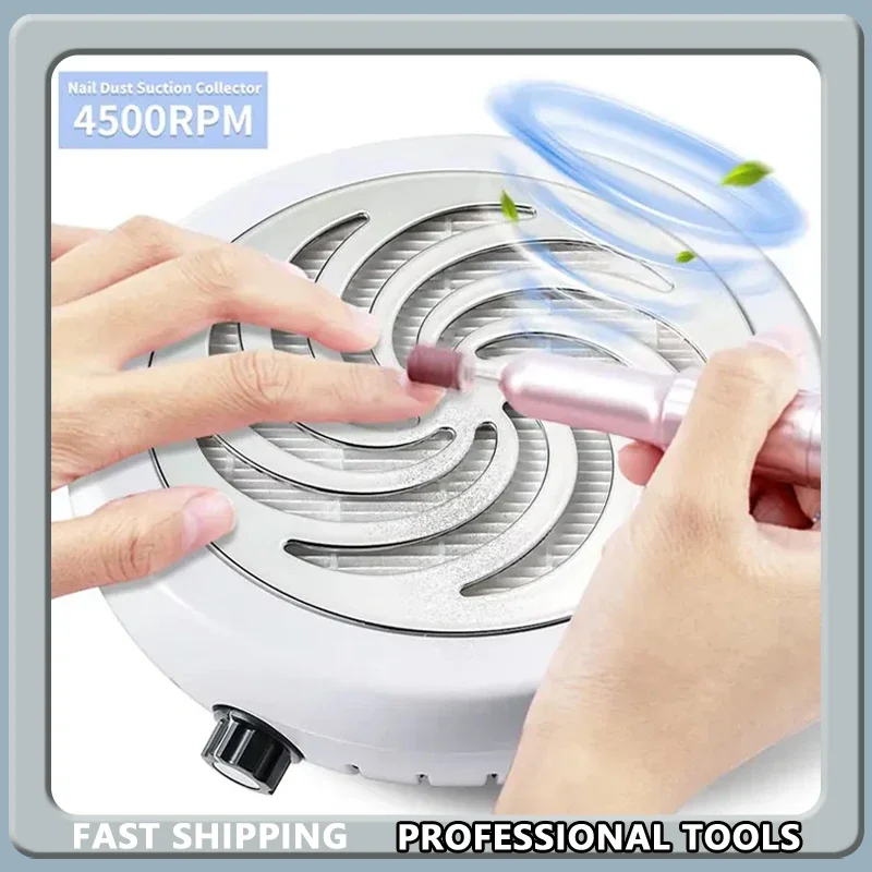 

45000 RPM Super Suction Nail Dust Collector Powerful Nails Dust Extractor Nail Art Manicure Fan Vacuum Cleaner And Filter