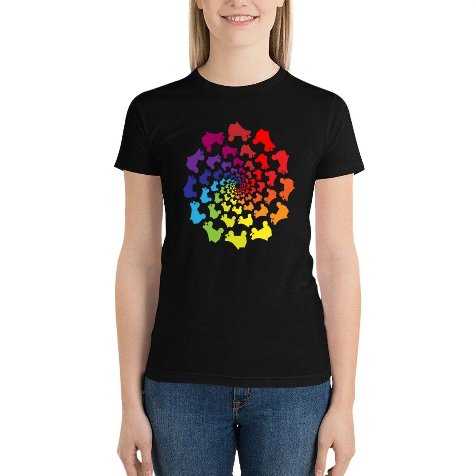 circle rainbow skate T-Shirt aesthetic clothes animal print shirt for girls Women's clothing