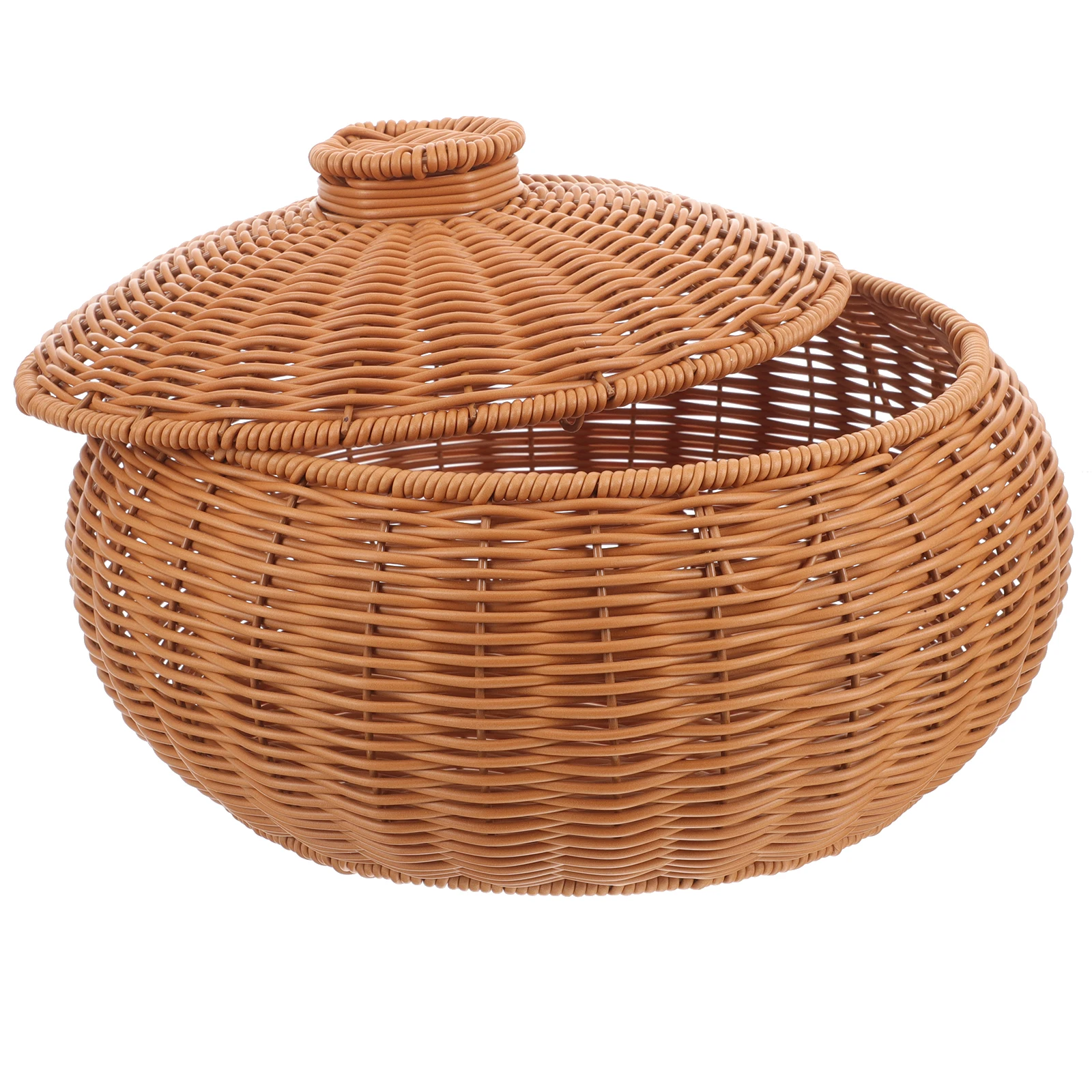 

Woven Fruit Basket Brown Color Smooth Surface Storage Baskets for Kitchen Living Room Bedroom Bathroom Multipurpose