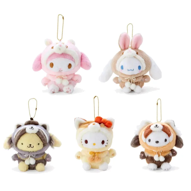 Cinnamoroll Autumn Animals Plush Keychains My Melody Cosplay Forest Animal Bag Pendant Kawaii Soft Plush Doll Toys Xmas Gifts