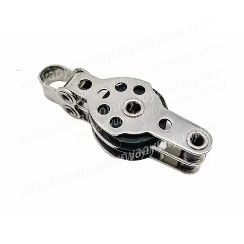 25mm 316 Stainless Steel Nylon Double Pulley, Swivel Block for Wire Rope, Sailing Boat Hardware