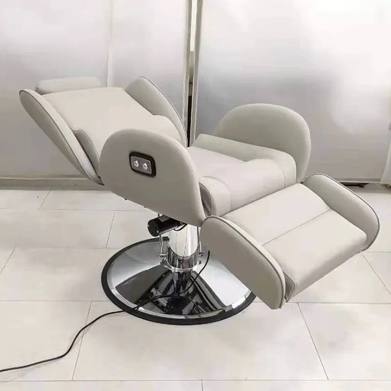 Electric Adjustable Height Metal Barber Salon Chair with Scalp Care Features for Living Room Use Modern Design