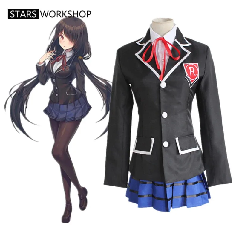 qq34Anime DATE A LIVE Tokisaki Kurumi Cosplay Costumes High School Uniform Coat Shirt Skirt Halloween Carnival Party Suit