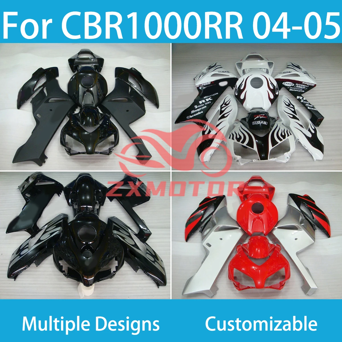 

Full Fairings for Honda CBR1000RR 04 05 ZXMT Injection Molded 100% Fit Fairing Kit CBR 1000RR 2004 2005