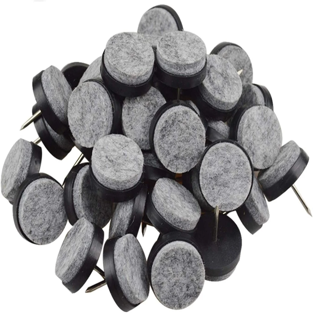 Nail-on Felt Pads, 30 Pcs Round Felt Furniture Sliders Pads Heavy Duty Floor Protectors for Wooden Chair Sofa Table Leg Feet
