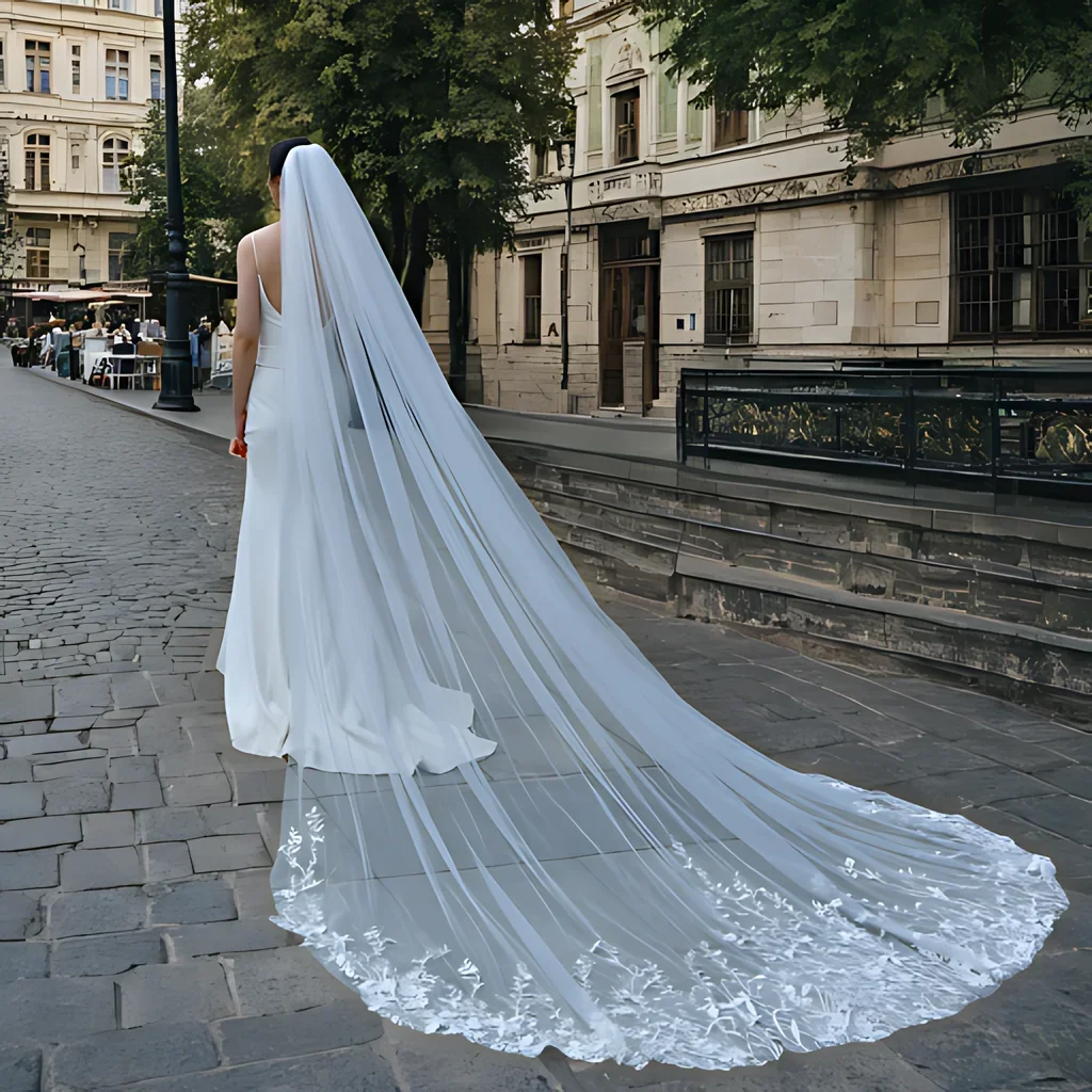 

Bridal Veils Long Wedding Dresses Veil Plus Sie Wedding Dresses Accessories Extra Long Royal Lace Embroidery Wedding Veil