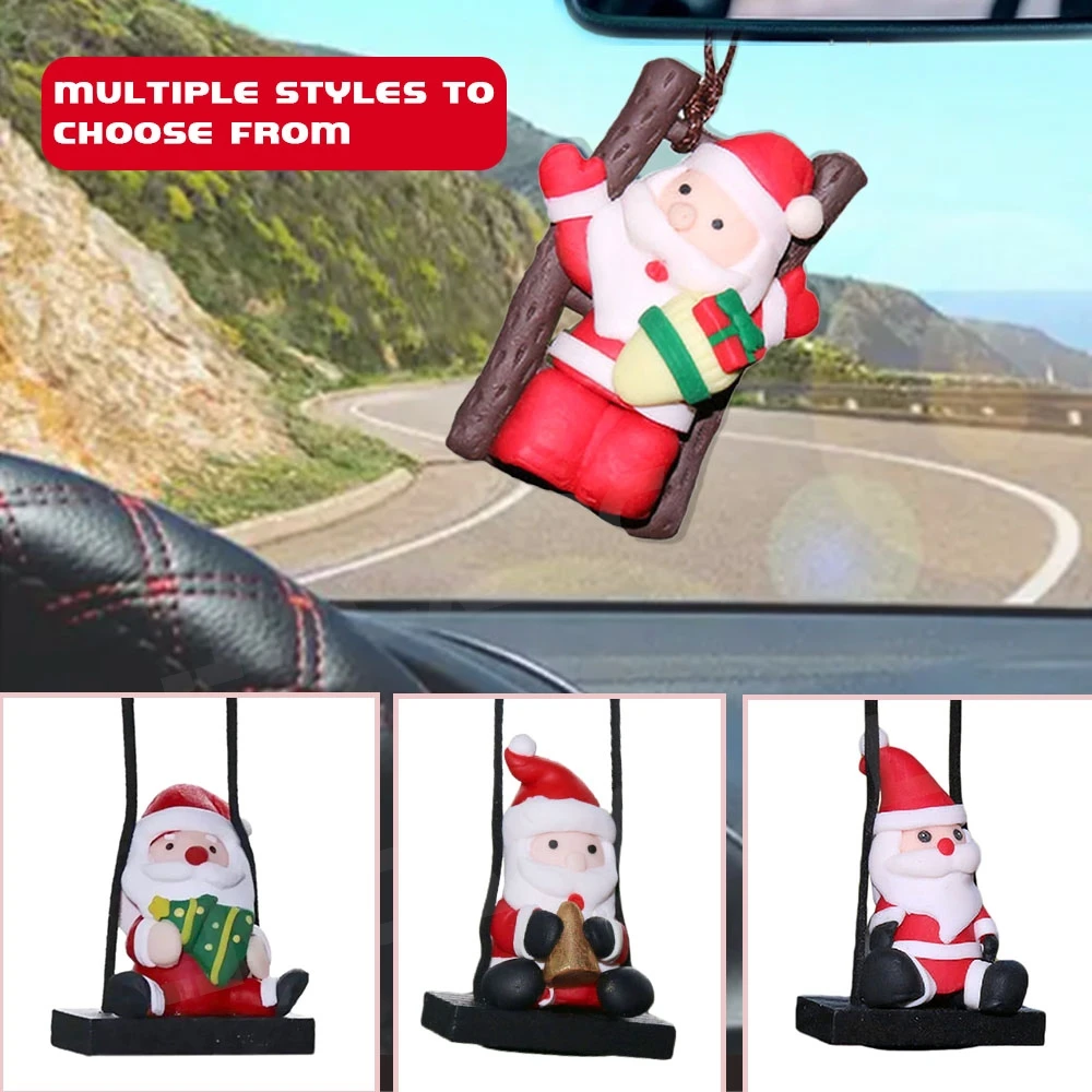 Cute Christmas Gift Car Hanging Ornaments Auto Rearview Mirror Pendant Swinging Santa Claus Decoration Automobile  Accessories