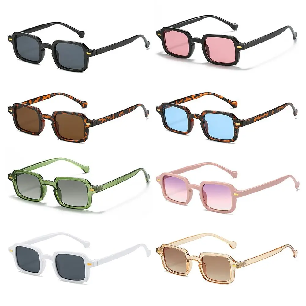Fashion Gradient Leopard Blue Women Shades Rivets Decoration Men Sun Glasses Square Sunglasses