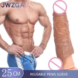 Penis Extender Sex Toys Reusable Penis Sleeve Extender Vibrator Sex Shop For Man Condom Cock Erotic Products for Adult Men