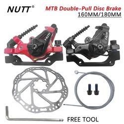 NUTT Mountain Bicycle Disc Brake, Pinça De Linha De Freios De Cor Vermelha, 160mm Disco, Rotor 180mm para Scooter BMX, Peças dianteiras da bicicleta traseira