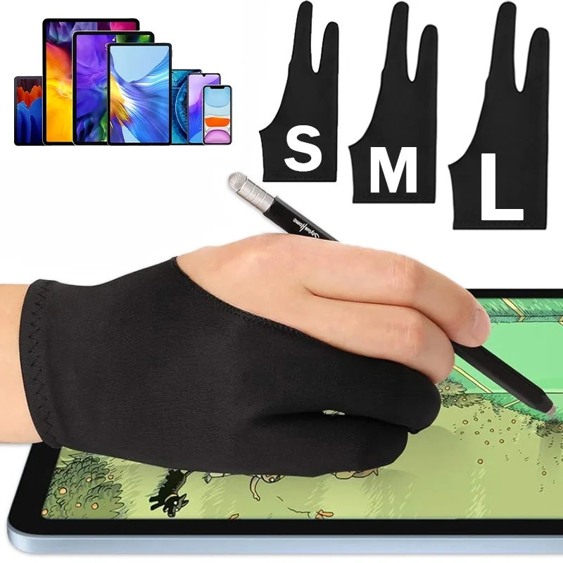 

S/M/L Anti-touch Gloves Two-Finger Drawing Gloves For Apple IPad Capacitive Tablet Screen Painting Artist Tablet Office Supplies