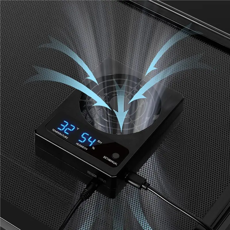 AB41-Reptile Tank LED Digital Terrarium Thermometer Hygrometer With Dehumidifier Ventilation Fan For Snakes Bearded Dragons Geck view 6