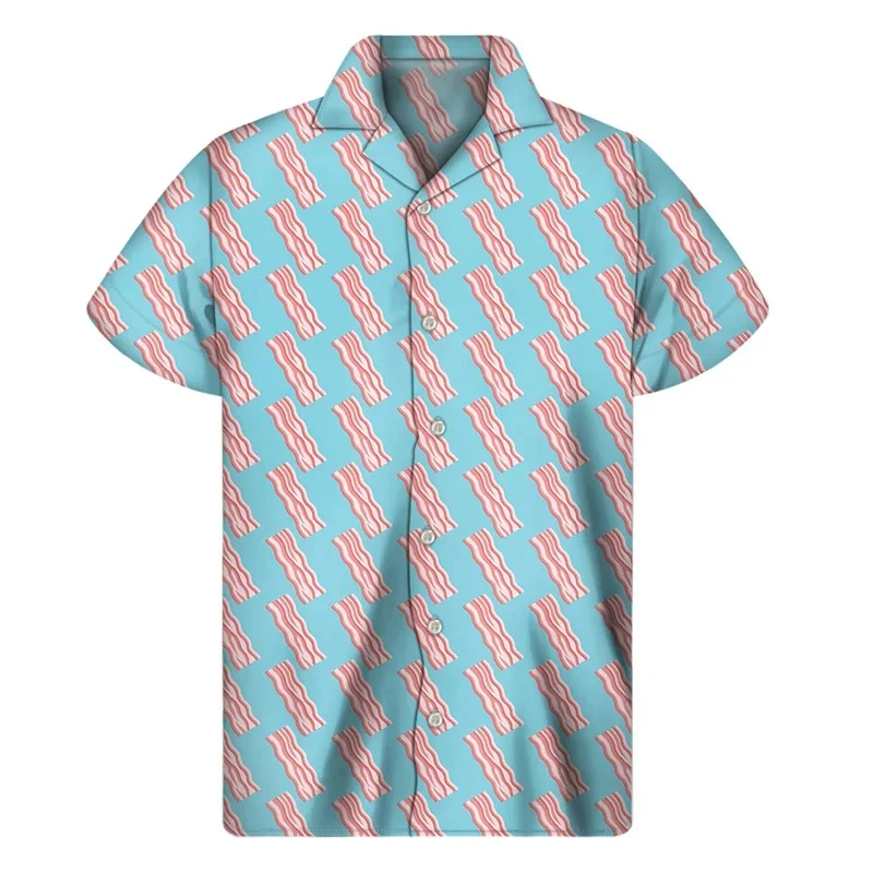 Mode Hawaii Hemden für Männer 3d Fleisch druck Sommerferien Party Shirt Blusen 2024 lässig Revers übergroße Männer Kleidung Camisa