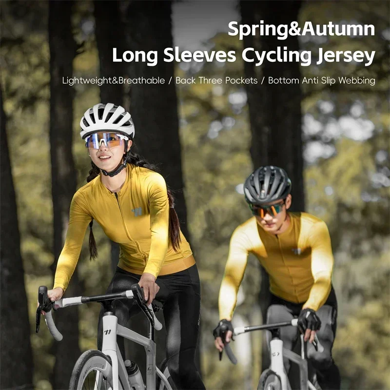 

WEST BIKING Long Sleeve Cycling Jersey Men's Cycling Shirt With Pocket Road Bicycle Tops Women UV Protection Couples Sport Gear
