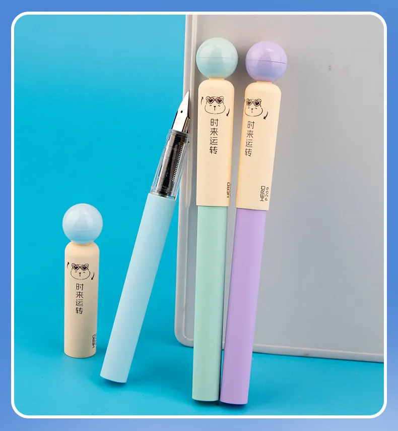 Hero P209 Fountain Pen, Cute Stress Relief Disposable Ink Cartridge Pen, Ergonomic Posture Correction Writing Pen for Students
