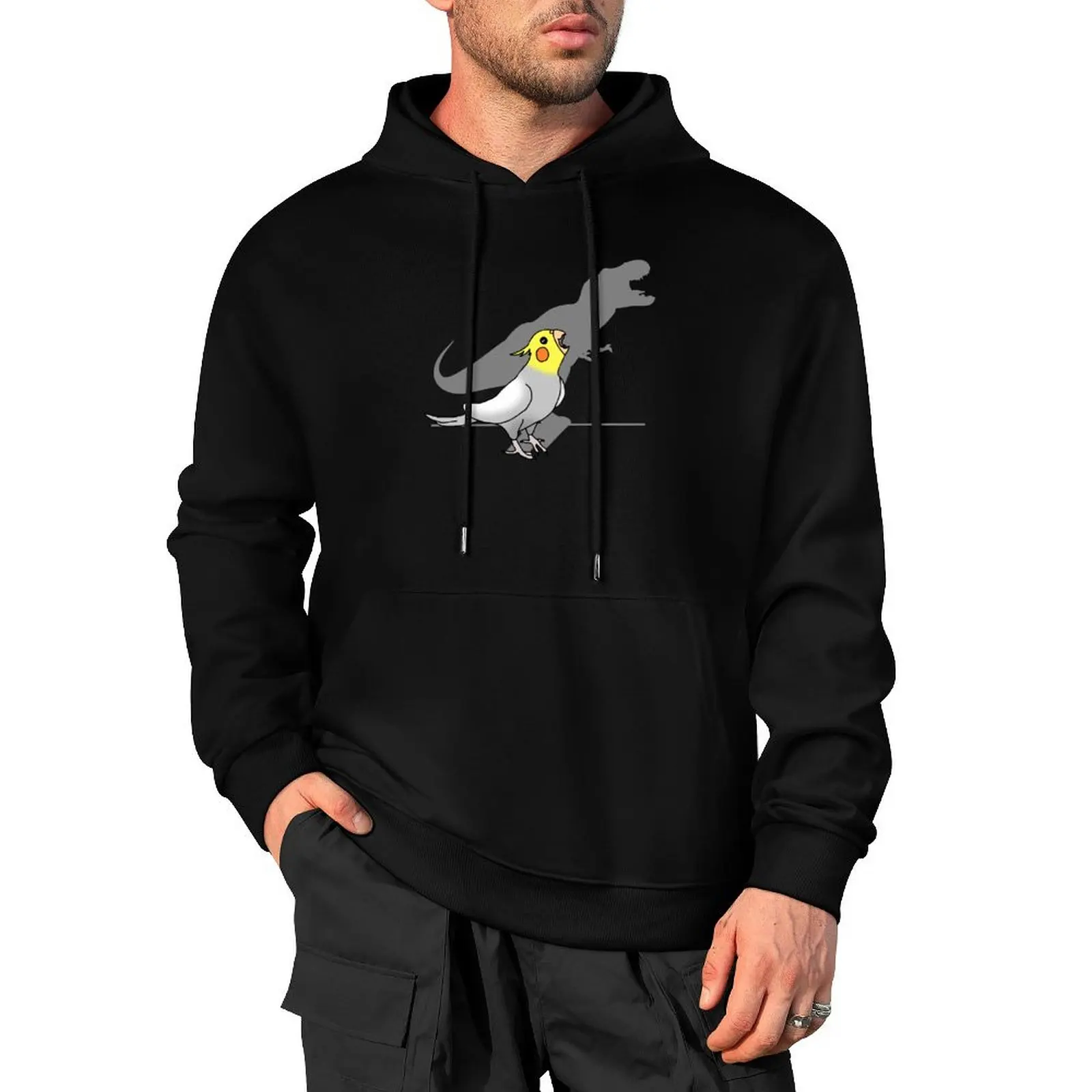 dinosaur shadow - cockatiel 2 Pullover Hoodie men's autumn clothes mens designer clothes men wear mens clothing hoodie graphic