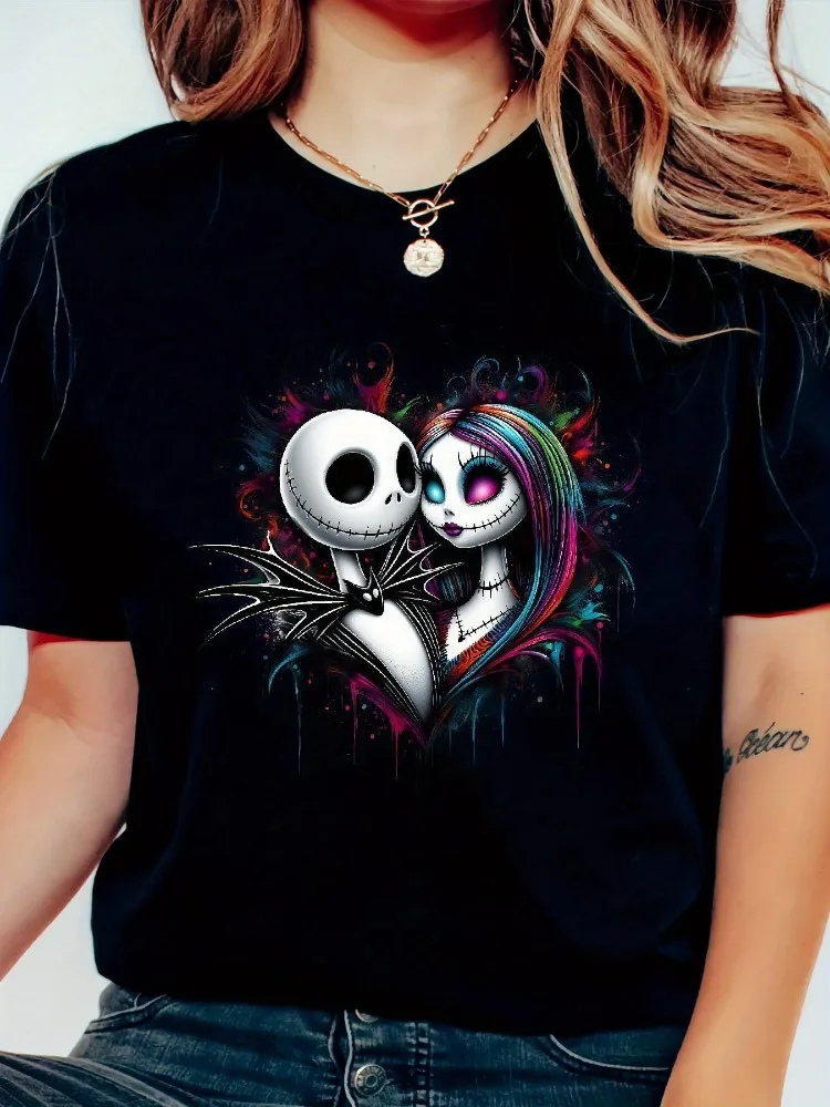 المرأة منقوشة قصيرة الأكمام تي شيرت Y2K نمط عادية الربيع الصيف والخريف قمة الموضة الكرتون الفن طباعة الشارع الشهير حجم كبير #2