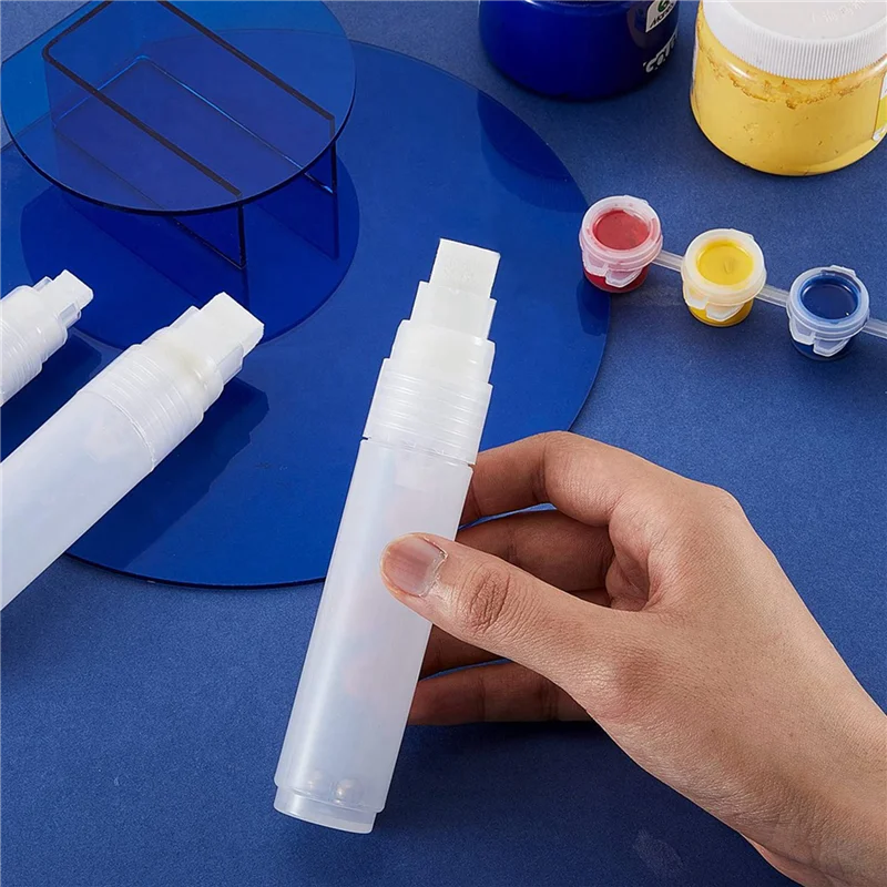 Paquet de 12 stylos à peinture 15 Mm marqueur Permanent acrylique vide stylo marqueur blanc clair pointe Fine marqueurs rechargeables vides-TCE