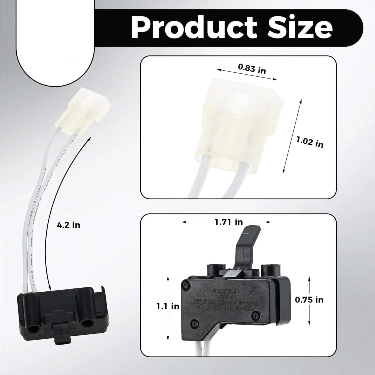 WPW10237959 W10237959 Dryer Door Switch Compatible with Whirlpool Maytag Kenmore Amana Roper Replaces AP6017525 1548433