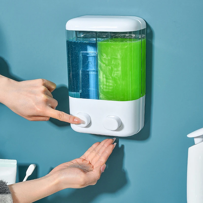 

Настенное крепление с двойной головкой без перфорации, контейнер для шампуня и лосьона для душа, дозатор жидкого мыла для мытья рук для ванной комнаты, кухни