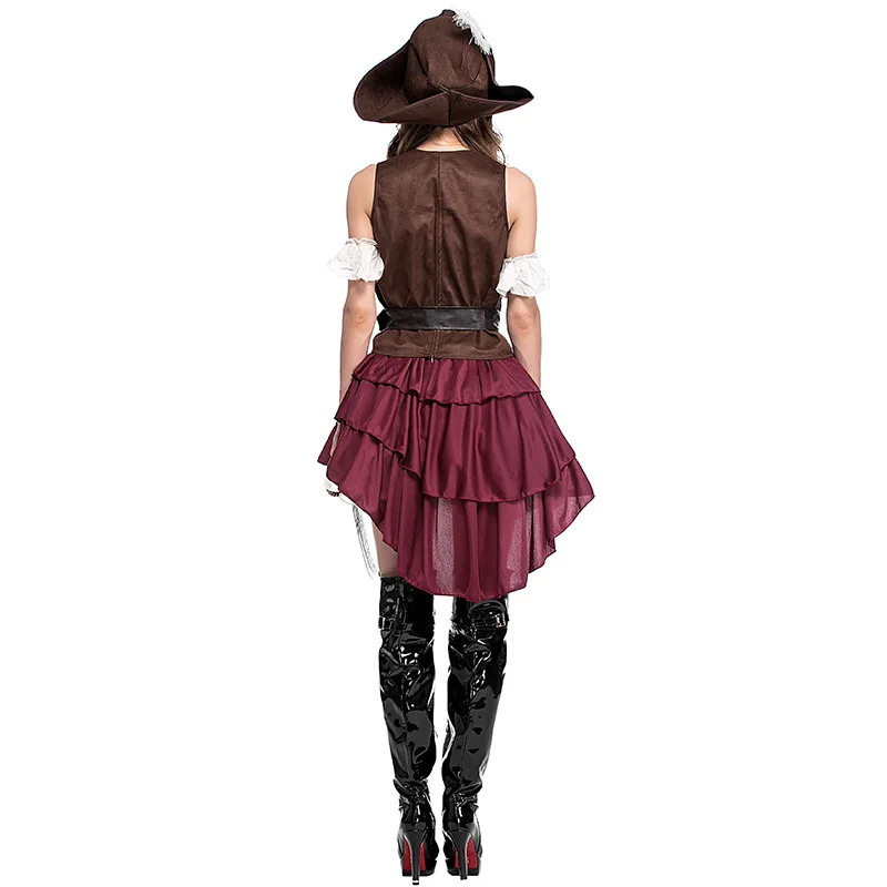 Costume de Pirate des Caraïbes pour Halloween, Robe de Capitaine de Luxe, Cosplay FantrenforDam, ABC, pour Femme