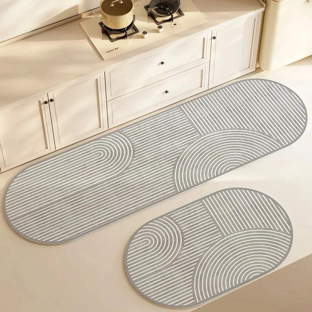 VIKAMA  Simple Style Floor Mat - Highly Absorbent. Long-Shaped Kitchen Floor Mat Suitable For Bathroom And Toilet Decoration.