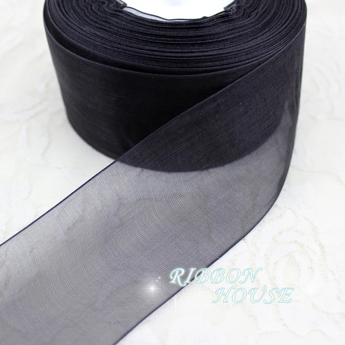 2\'\' (50mm) Black organza ribbons wholesale gift wrapping decoration Christmas ribbons