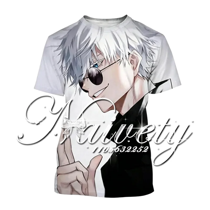 Hot Summer Jujutsu Kaisen Satoru Gojo Black White Comic Collage 3D Print Jersey Men Women Outdoor Cool Manga Sport T-shirt view 2