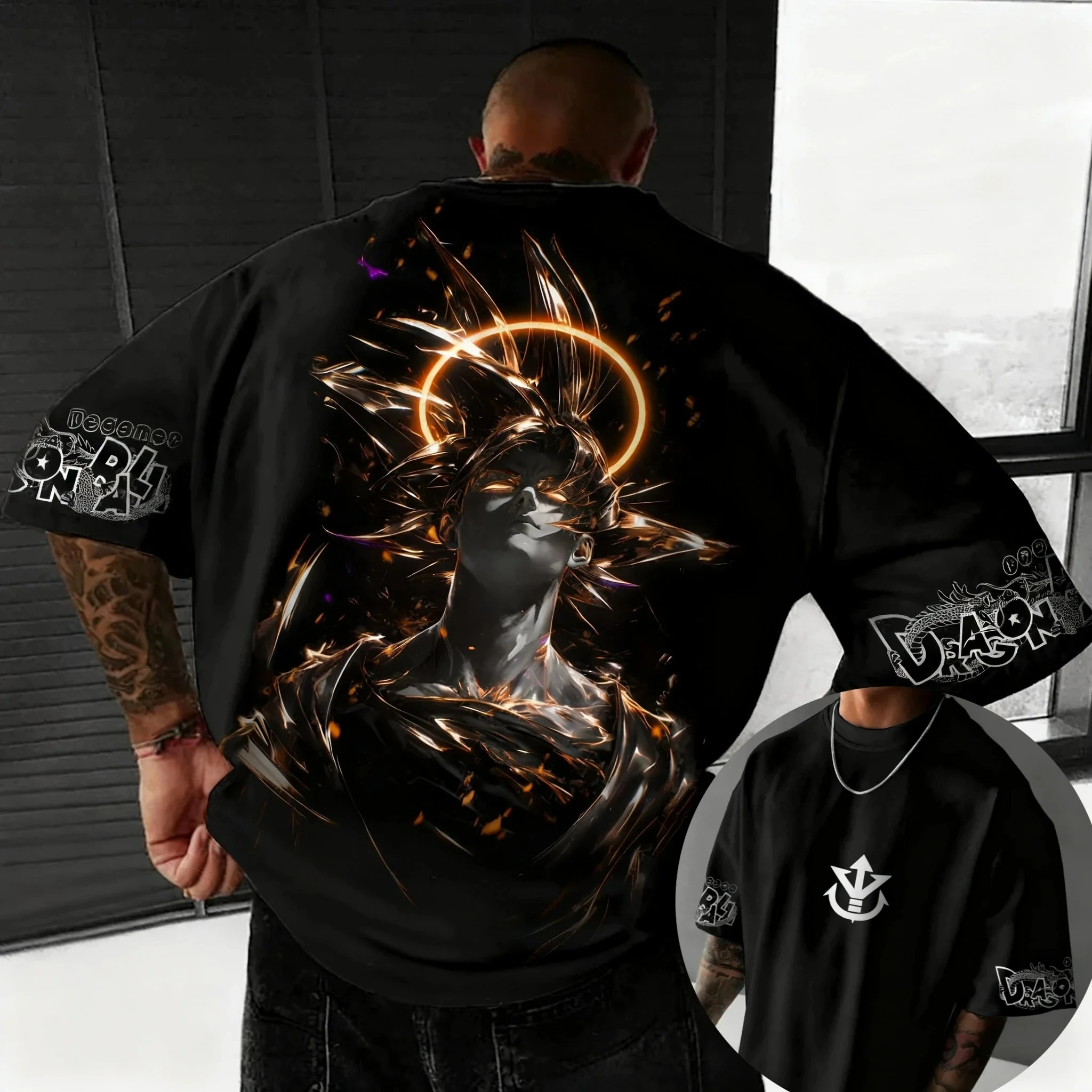 2026 Summer Dragon Ball Anime Round-neck Short-sleeved American-style Loose and Breathable Sports T-shirt for Men and Women Ins