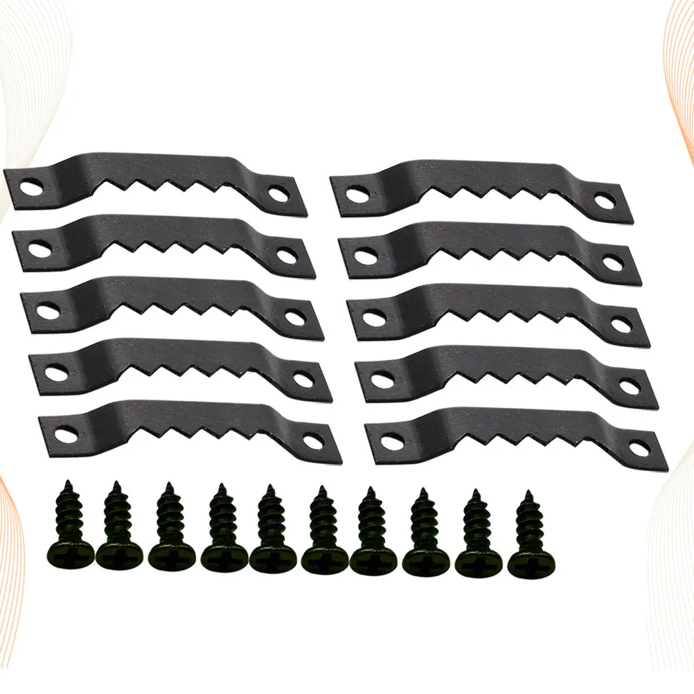 300Pcs Black Serrated Single Hole Hangers Metal Hooks for Picture Frames Cross Stitch Includes Screws Cross-Stitch Hanger