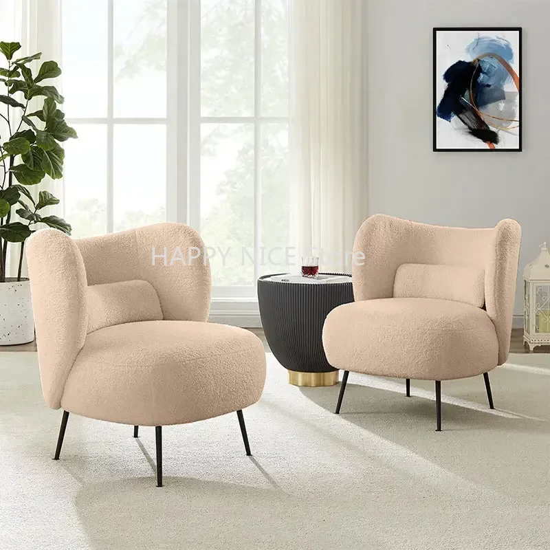 INS Lamb Wool Single Sofa Lounge Living Room Chair Ergonomic Modern Relax Armchair Salon Luxury Waiting Reception Chair LQQ30YH