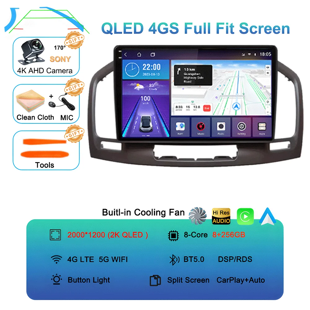 Android 16 Carplay Autoradio WIFI + 4G Voor Buick Regal Opel Insignia 2009 2010 2011 2012 2013 Multimidia Speler GPS Navi Stereo BT