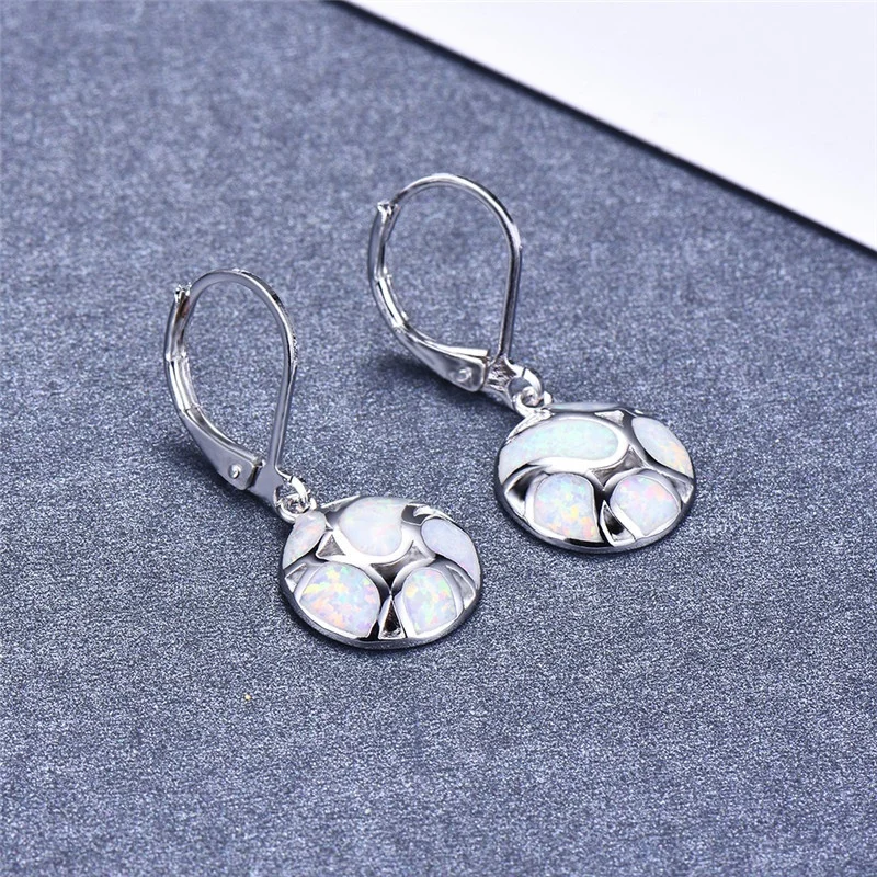 White Blue Auspicious Earrings, Medium and Long, Fashionable, Thin, Face Revealing Earrings, Opal Women's Jewelry Wholesale