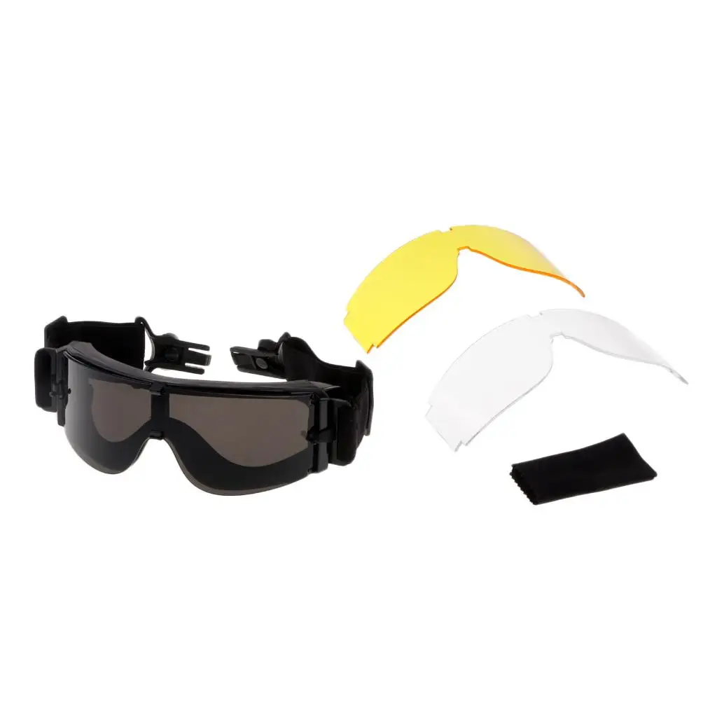 Helmet Safety Goggles with 3 Spare Lenses Anti-scratch Protective Glasses for Work Construction Riding