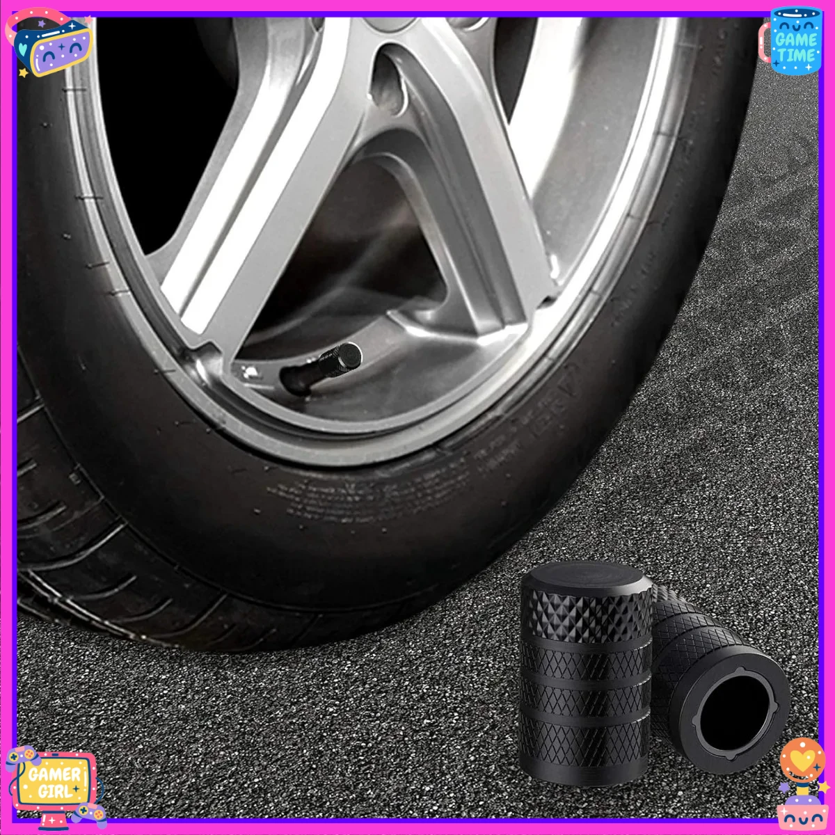 أغطية صمامات الإطارات، أسود، 4 قطع/عبوة، مجموعة أغطية صمام الإطارات المصنوعة من الألومنيوم المؤكسد، مقاومة للتآكل