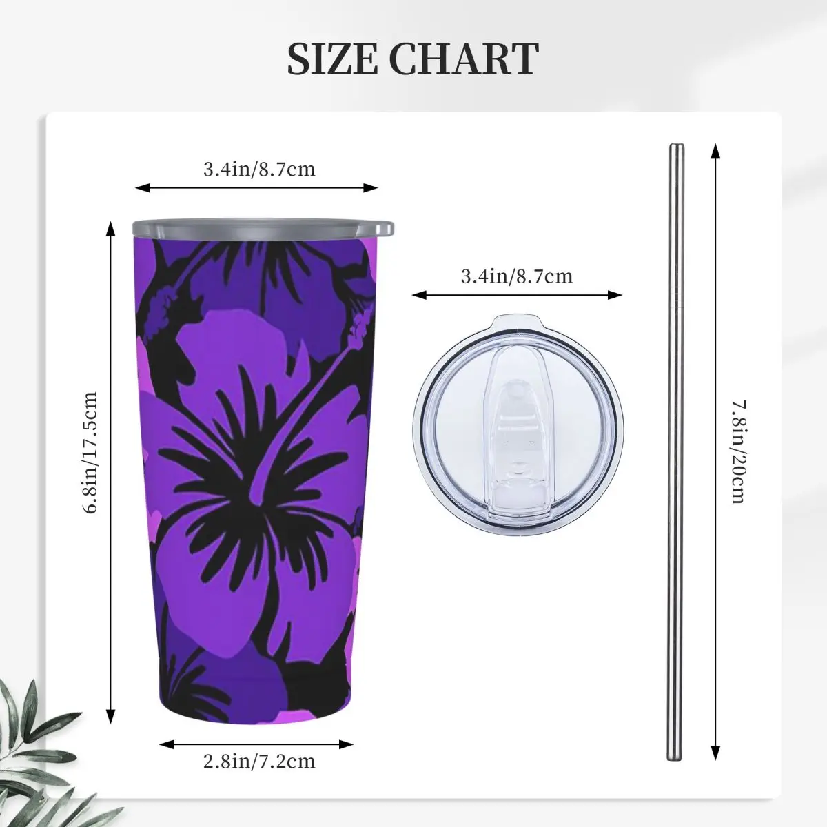 Epic Hibiscus Hawaiian Floral Aloha Stainless Steel Tumbler Vacuum Insulated Mugs Thermal Cold Cups Straw With Lid 20oz