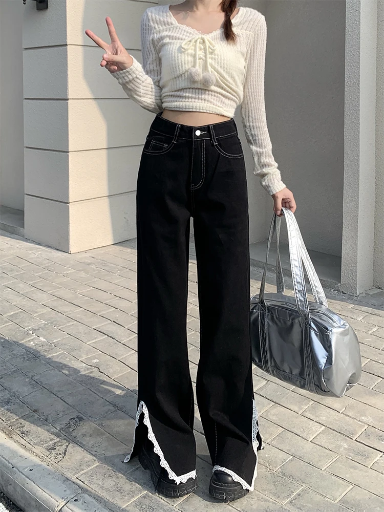 

Women Black Gothic Baggy Jeans Aesthetic Vintage Oversize Cowboy Pants Harajuku Denim Trousers Y2k Emo 2000s Trashy Clothes 2024