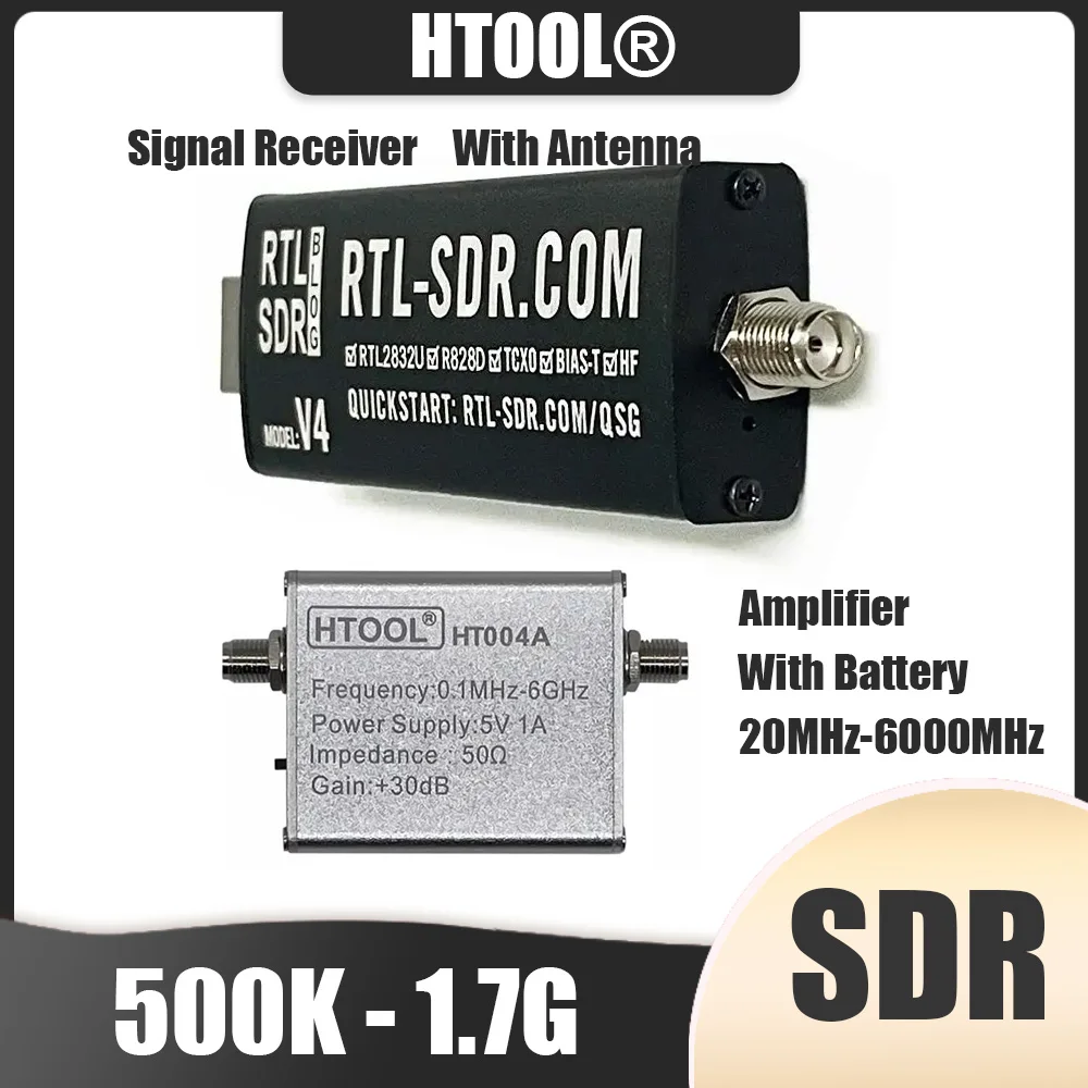 

RTL SDR V4 Signal Receiver Wth Antenna 500K - 1.7G Software Defined Radio 30dB Gain 20MHz-6000MHz Amplifier With Power RF LNA