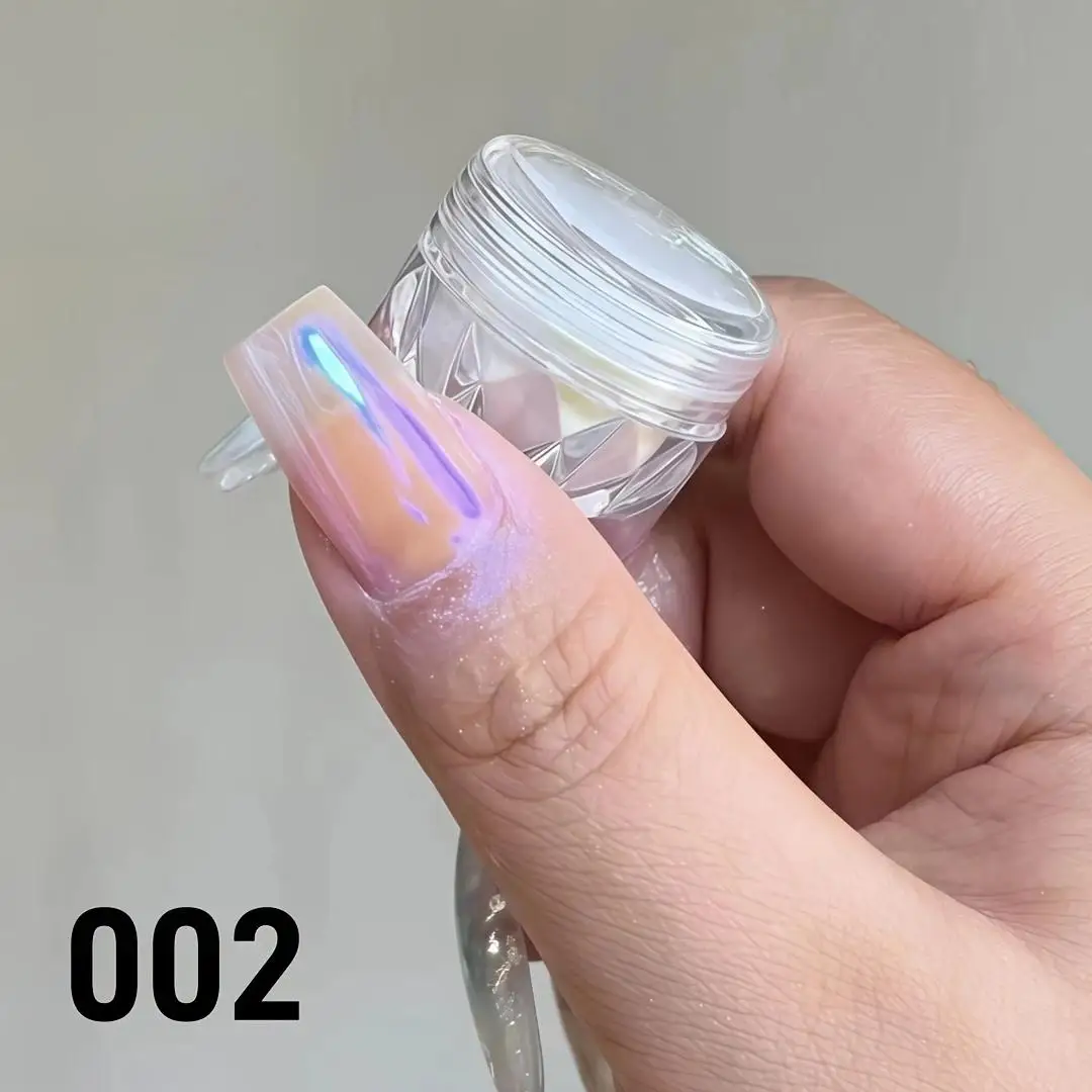 1pc Chrome Nagelpoeder Ijs Transparant Aurora Hoogglans Parel Regenboog Kleur Poeder Metaal Pigment Nail Art Creatie