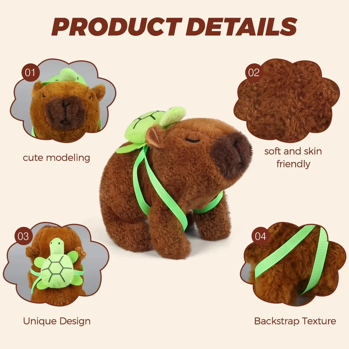 Cute Electric Capybara Plush Toy Animated Stuffed Animal with Sound, Great Gift for Kids & Adults