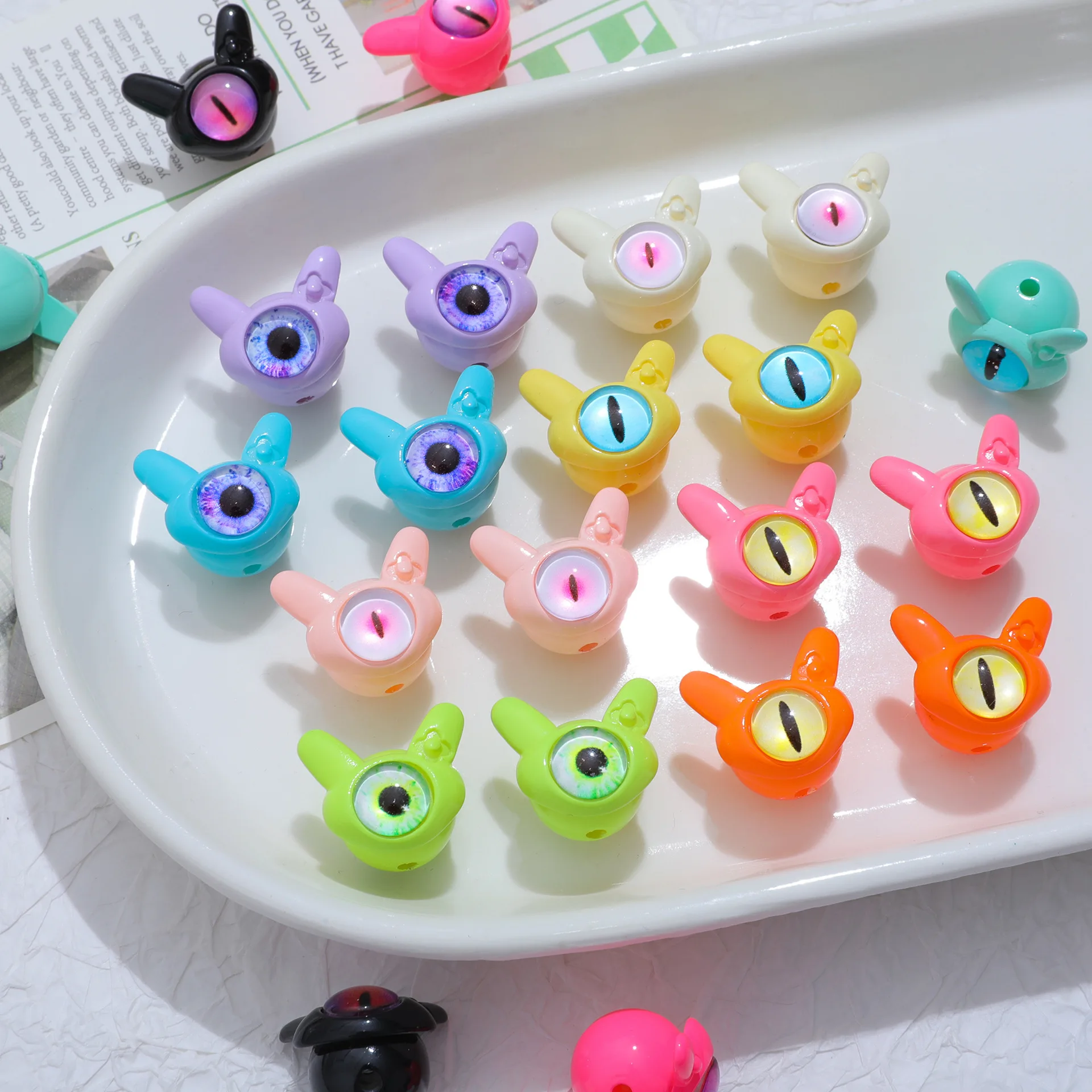 22x21mm Cartoon Single Eye Monster Beads For Y2k Jewelry Making Kids Hair Rope Key Phone Chain Keychain Necklace DIY Accessories