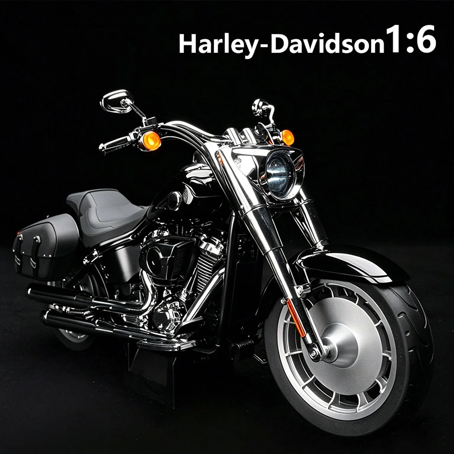 1:6 Scale Alloy Diecast RC Motorcycle Model Harley Fatboy Style Motorbike Toy Smoke Spray Sound Light Simulation Gif