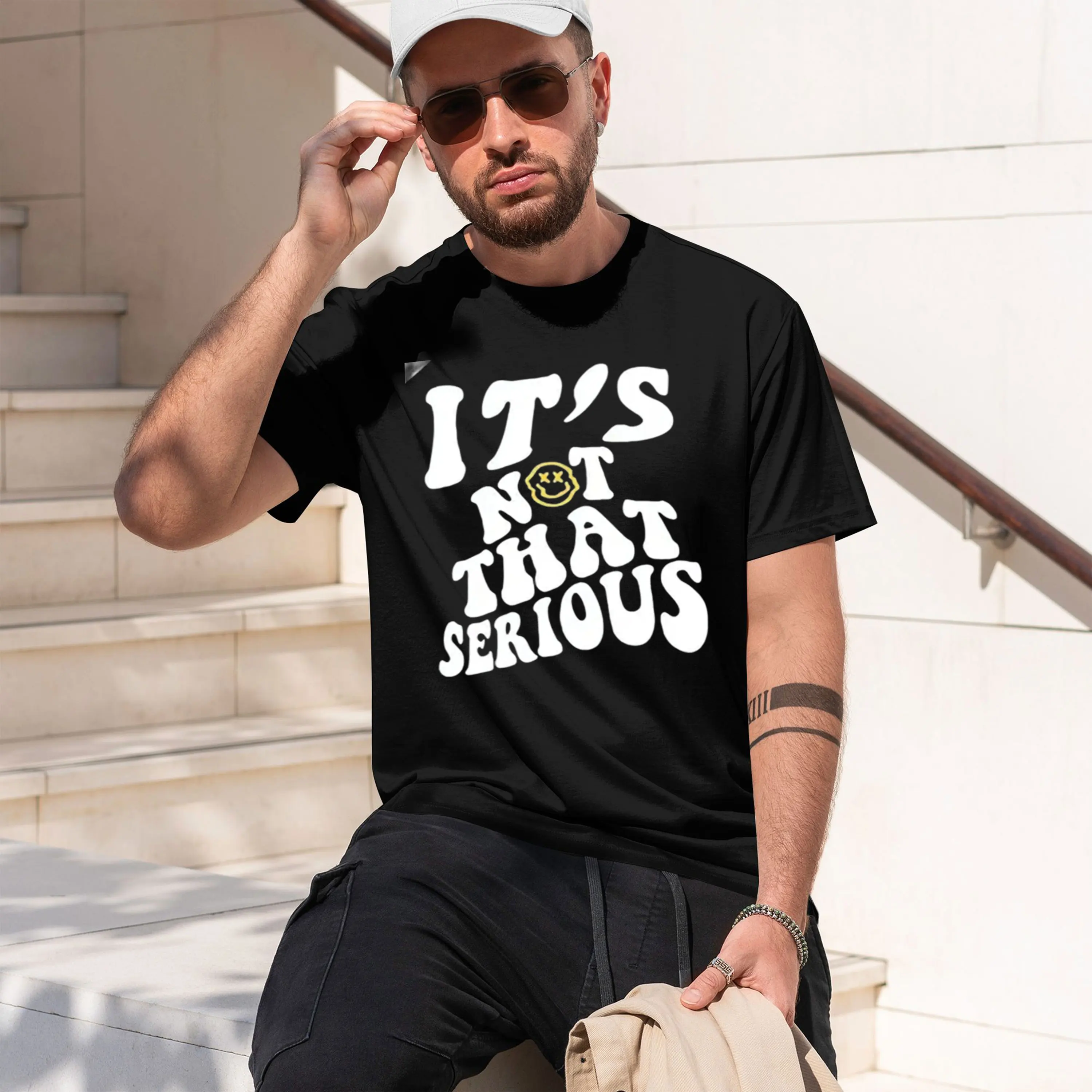 Casual Style Men's T-Shirt With Its Not That Serious Text And Face Design Perfect For Everyday Wear In Spring And Summer Ideal G