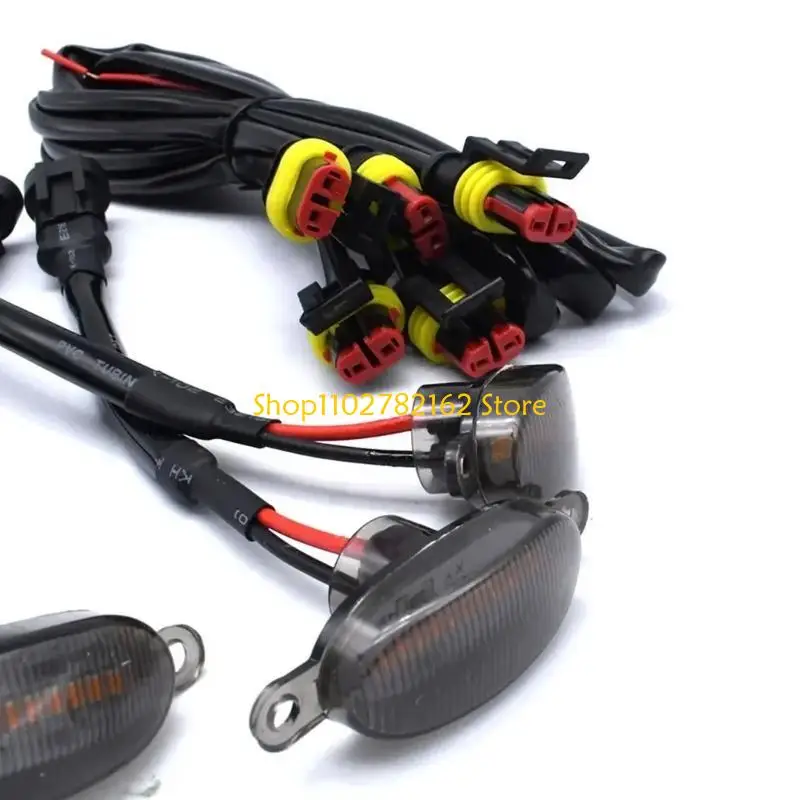 

547B Yellow Amber LED Front Grille Running Lights Universal For Trucks 12V Waterproof 4Pcs With Harness