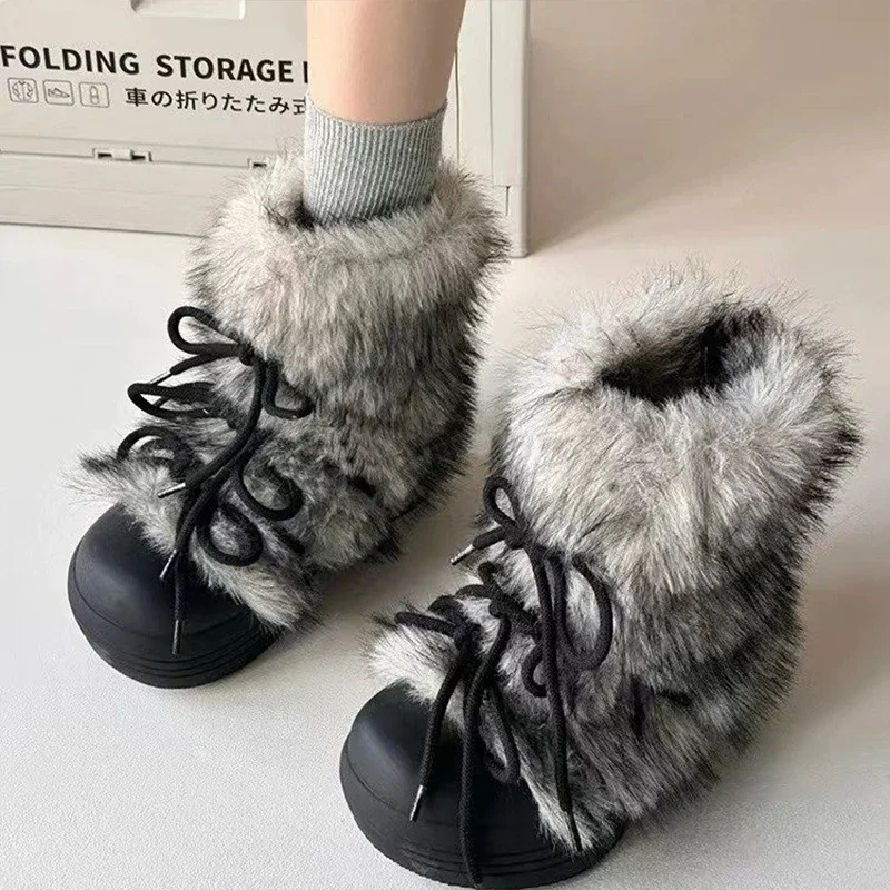 Women's snow ankle boots plush designer trendy short-style flat cotton shoes 2026 trend,warm and comfortable winter women boots