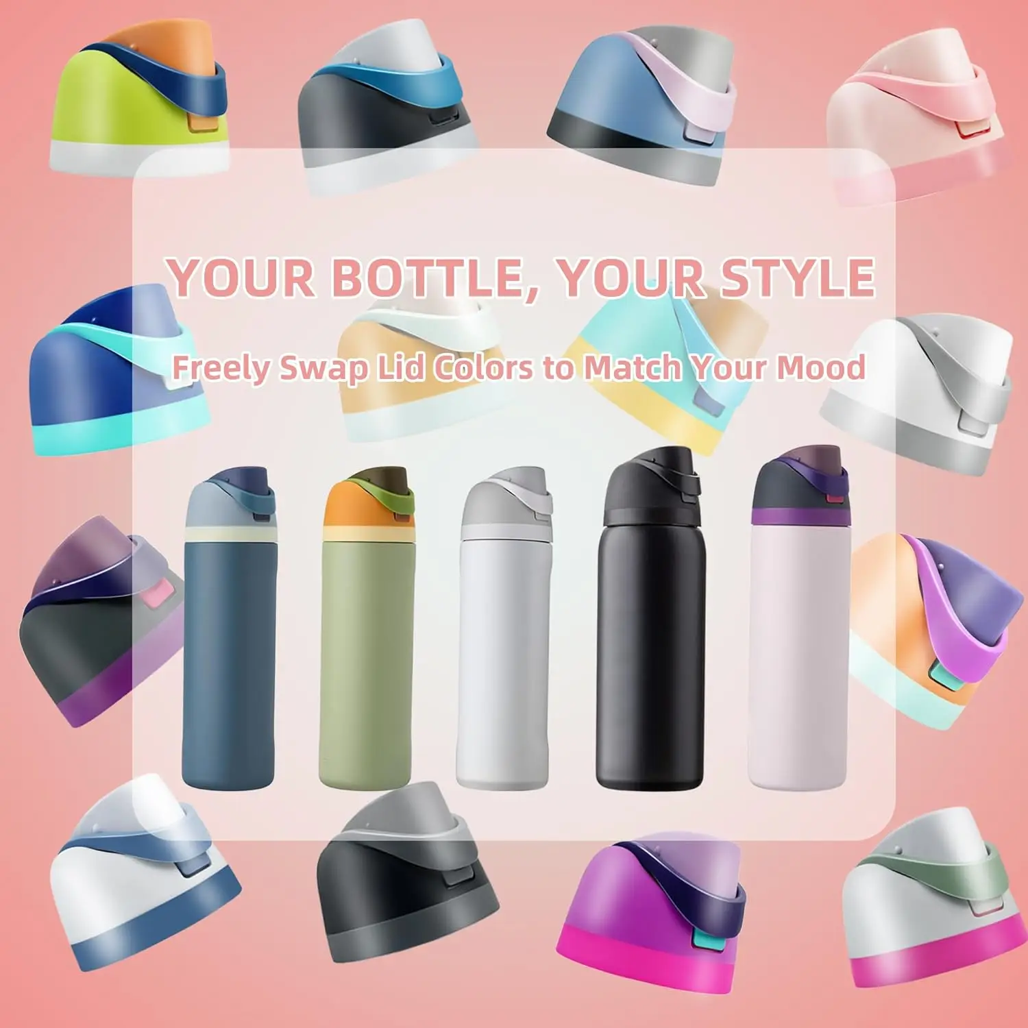 1-5 قطعة استبدال غطاء لزجاجة ماء الترمس 16 أوقية 24 أوقية 32 أوقية 40 أوقية BPA الحرة مانعة للتسرب الوجه الغطاء العلوي غطاء زجاجة ملحق #4