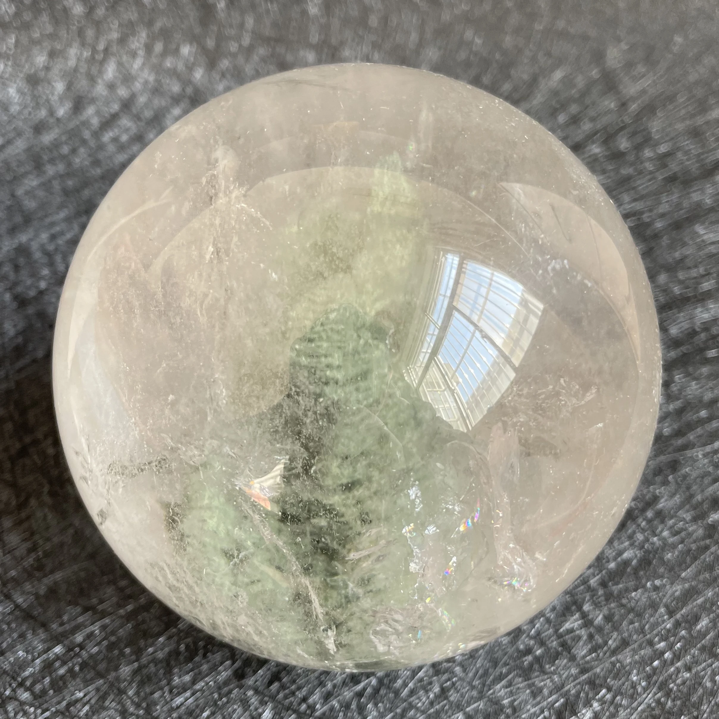 1575g Natural Green Phantom Sphere Decoration Polished Garden Quartz Crystal Ball Reiki Healing