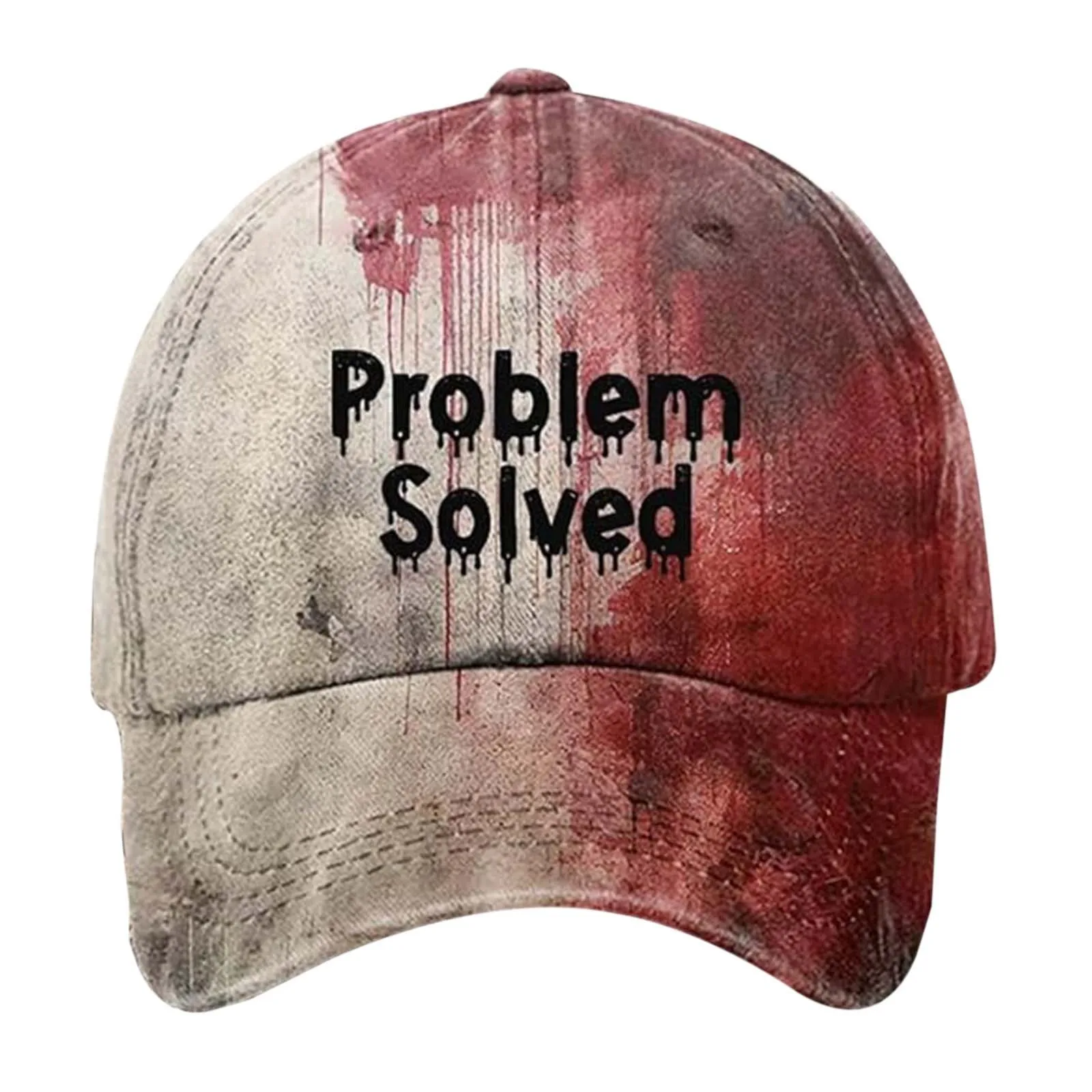 Problem Solved Bloody Fonts Hats 3d Blood Splatter Print Halloween Baseball Cap Make Old Holiday Party Horror Hats