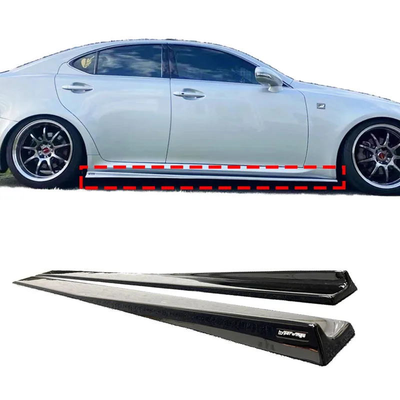 2Pcs For 2006-2009 2012 Lexus is 200 250 300 F SPORT Side Skirts Glossy Black Body kit