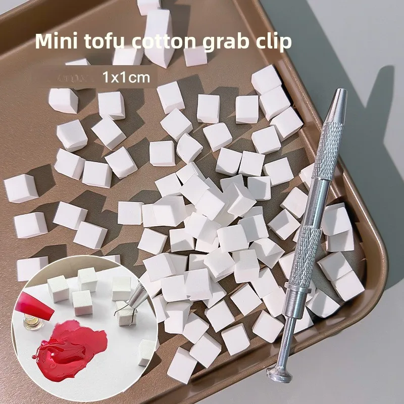 

100 Pcs Sponge Gradient Nail Art Stamper Tools Gel Polish Color Gradient Brush Glitter Powder Dotting Pen for Manicure Tools